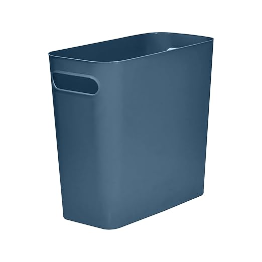 Versatile 1.8 Gallon Plastic Trash Can - The Compact Bin for Bathroom, Kitchen, or Home Office - Blue