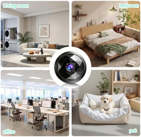 4K Indoor Hidden Camera, WiFi Mini Cam Night Vision Motion Alerts (Black)