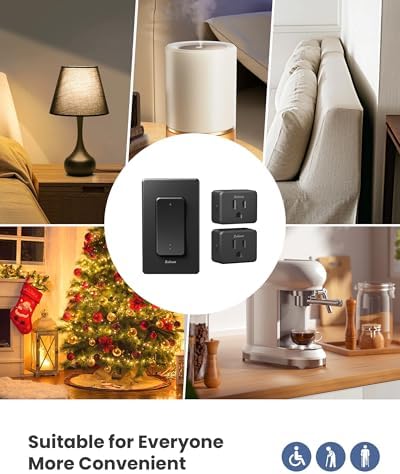 Zoiinet 2-Gang Wireless Outlet Switch, Upgrade Dual Remote Control Outlet