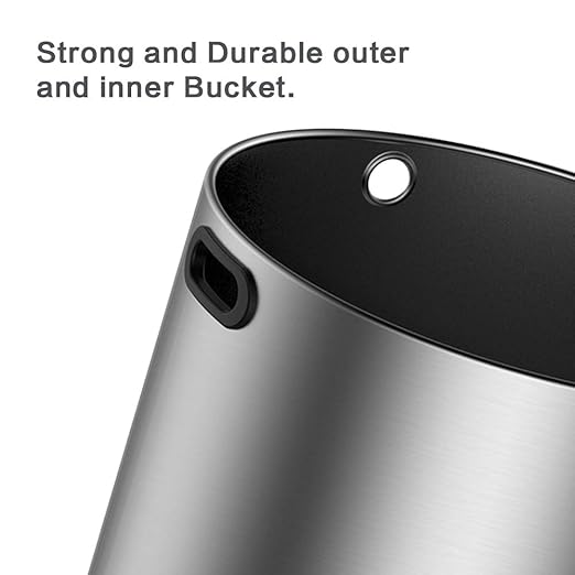 71 Liter / 18.8 Gallon Commercial Open Top Trash Can, Big Capacity, Brushed Stainless Steel (Black)
