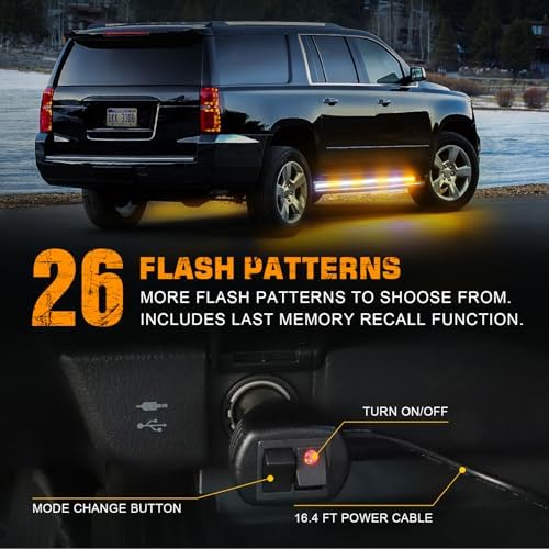XRIDONSEN 2PCS 70 inch Running Board Strobe Lights 864 LED Emergency Lights