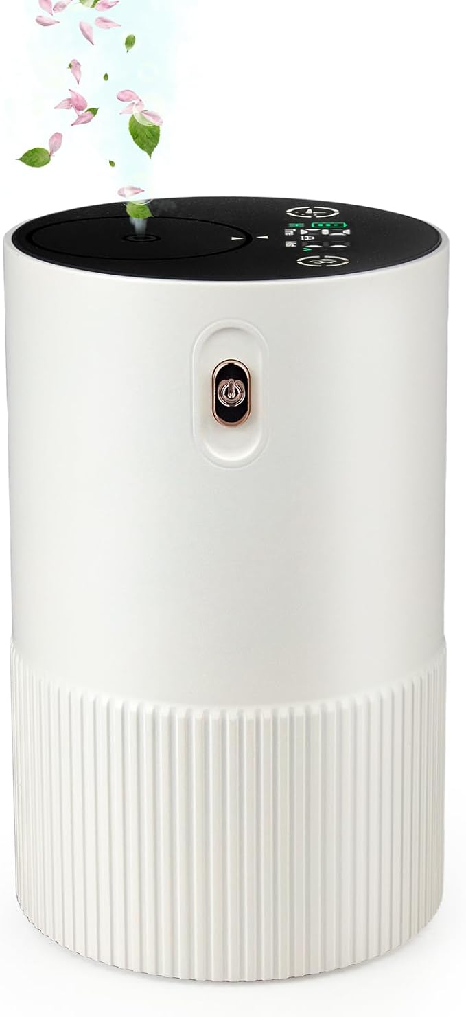 Waterless Diffuser for Essential Oil, Aluminum Alloy & Fabric, 0.33 Fl Oz/ 10mL, Cold Air Waterless Diffusers, Scent Diffuser with Timer & 4 Mist Levels for Home, Room, Car, Office - Whine