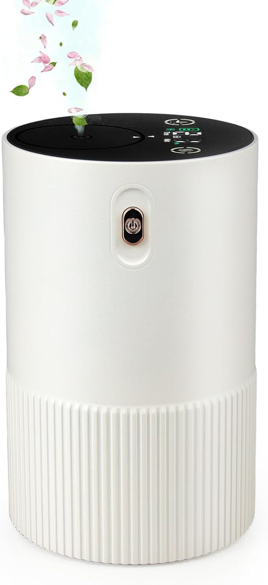 Waterless Diffuser for Essential Oil, Aluminum Alloy & Fabric, 0.33 Fl Oz/ 10mL, Cold Air Waterless Diffusers, Scent Diffuser with Timer & 4 Mist Levels for Home, Room, Car, Office - Whine