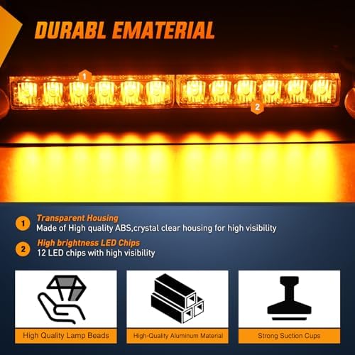 Nilight 12LED Traffic Advisor Strobe Light Bar Amber Hazard Safety