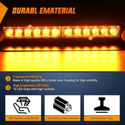 Nilight 12LED Traffic Advisor Strobe Light Bar Amber Hazard Safety