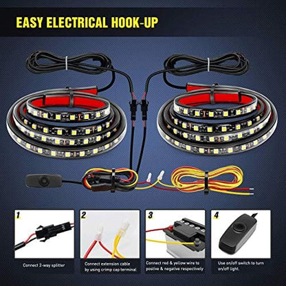 Nilight - TR-05 2PCS 60 Inch 180 LEDs Bed Strip Kit with Waterproof on/Off Switch Blade Fuse 2-Way Splitter Extension Cable for Cargo, Pickup Truck, SUV, RV, Boat , 2 Years Warranty