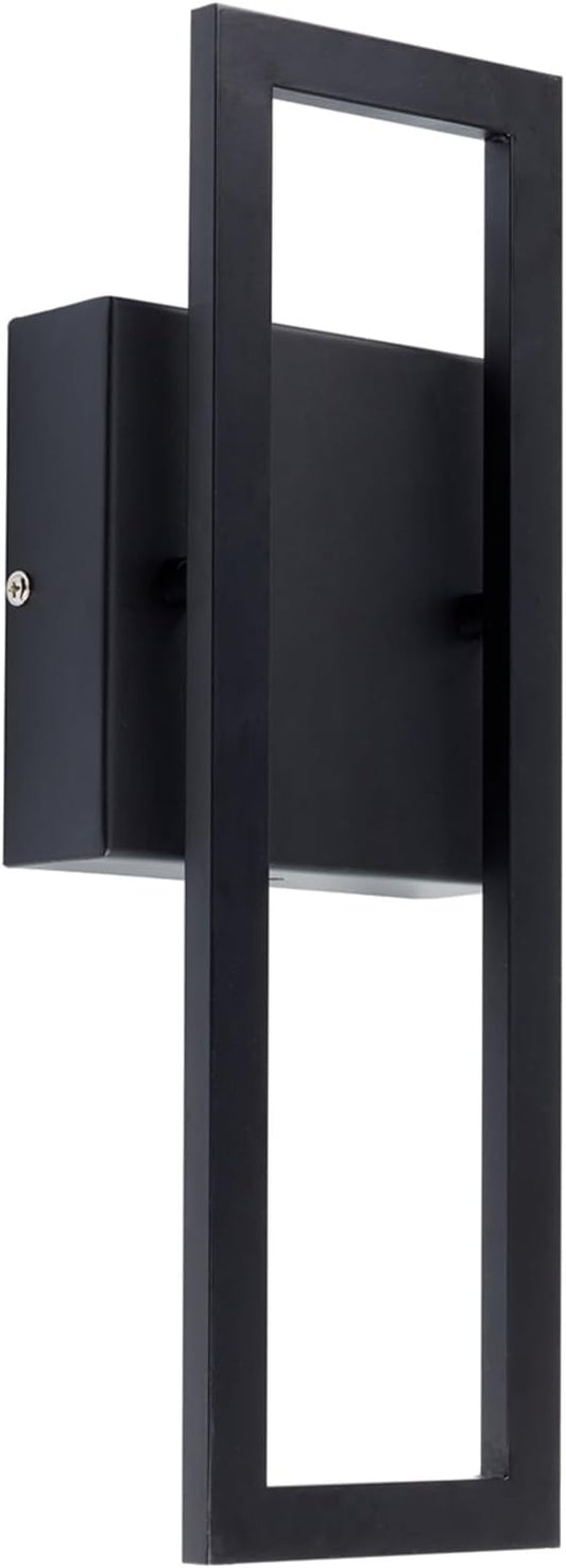 Globe Electric 51432 LED Integrated Outdoor Indoor Wall Sconce, Black, 17 Watts, 520 Lumens, Back Porch Lights, Front Patio, Garage Fixture, Exterior Lighting for House