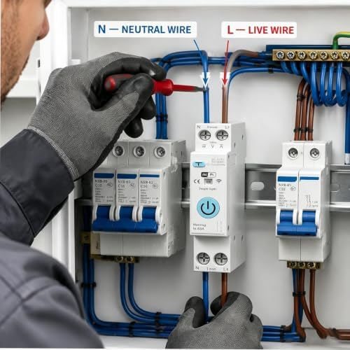 Smart WiFi Switch, AC90‑300V 63A, Leakage Protection Circuit Breaker | Tuya/Smart Life APP Remote Monitor, Voltage Power Energy, Timer Switch, Overload Over‑Current Over/Under‑Voltage Alarm