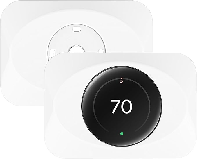 Wall Plate Cover Compatible with Google Nest Learning Thermostat (4th Gen), Practical Trim Kit for Nest Learning Thermostat 4, Snap fit Design (White, 2 Packs)