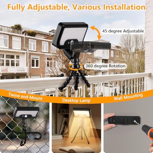 Solar Motion Lights Outdoor with Flexible Octopus Tripod (2 Pack, 3000K)