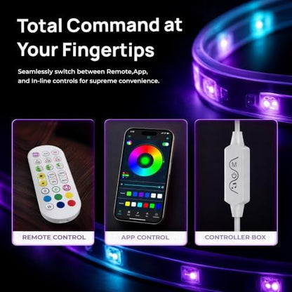 LED TV Backlight, 16.4ft RGBIC TV Backlight for 55-70 inch TV, Smart LED Light for TV with Bluetooth APP and Remote Control, Color Changing Colorful LED Light, Music Sync Function, 99+ Scene Modes