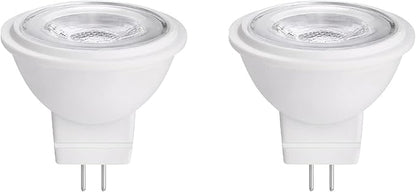 MR11 Gu4.0 Bi-pin LED Light Bulb 3W 12VAC/DC Low Voltage LED Spotlights Warm White 2700K-3000K for Outdoor Landscape Lighting and Indoor Recessed/Track Lights 2pcs