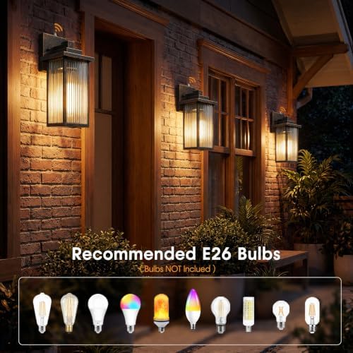 15-Inch Dusk to Dawn Outdoor Wall Light, Black Brush Gold All-Metal
