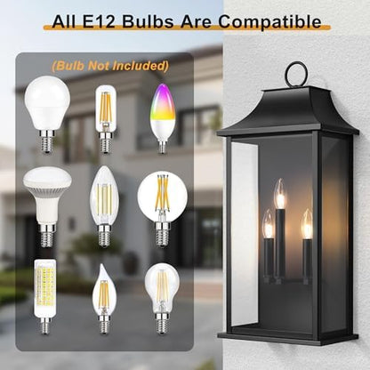 Dusk to Dawn Outdoor Wall Lantern, 25.3" Black Exeterior Light