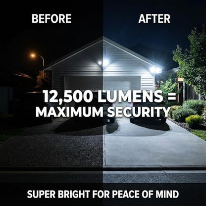XXBSAZ 100W LED Flood Lights Outdoor, 12500LM Daylight 6500K, AC85-265V High Power Commercial Work Light, IP66 Waterproof Super Bright Security Stadium Lights for Parking Lots, Warehouses, Yard