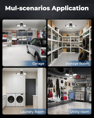 toberich LED Garage Lights 6 Pack, 8000LM Shop Lights 6500K