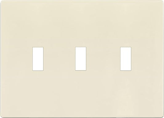 ENERLITES Screwless Triple Toggle Switch Wall Plate, Child Safe Light Switch Cover, Standard 3-Gang 4.68" x 6.53", Unbreakable Polycarbonate Thermoplastic, UL Listed, SI8813-LA, Glossy, Light Almond