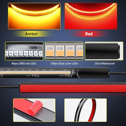 Nilight 30" UTV Tailgate Light Strip Running Brake Turn Signal Light