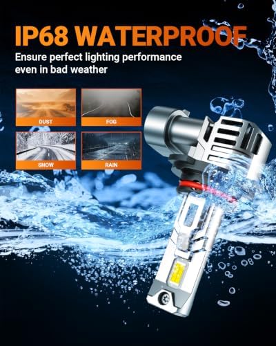 SEALIGHT S1 Pro 9005 9006 LED Bulbs Combo, 100000LM Super Bright 6500K Cool White, 1:1 OEM Size, 70000Hrs Lifespan with Cooling Fan, Plug-N-Play Pack of 4