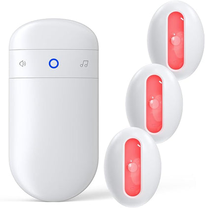 Wireless Motion Sensor Doorbell -Indoor Motion Detector Alarm, Door Chime for Business/Store/Office Entrance, Entry Alert Bell with Buzzer, USB/Battery Powered (1 Receiver + 3 Motion Sensor)