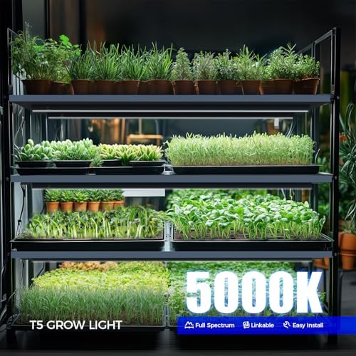 Barrina T5 Plant Lights, 3FT 128W (8 X 16W), 5000K, 8 Packs, Black Cover