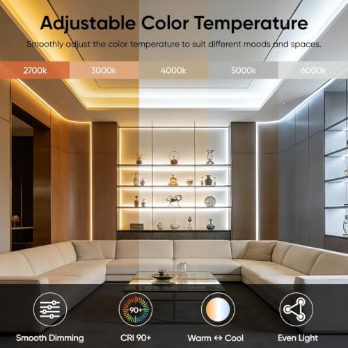 V4light Smart COB LED Strip Light 32.8ft 24V 2700K-6500K Tunable White