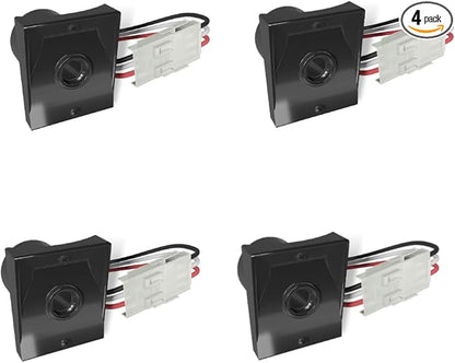 Solus Dusk-to-Dawn Sensor with Ezee Change Plug – Outdoor Photocell Sensor for 3" Lamp Posts – Auto On/Off – UL Listed – 120V – 5 Year Warranty, (Black, Pack of 4)