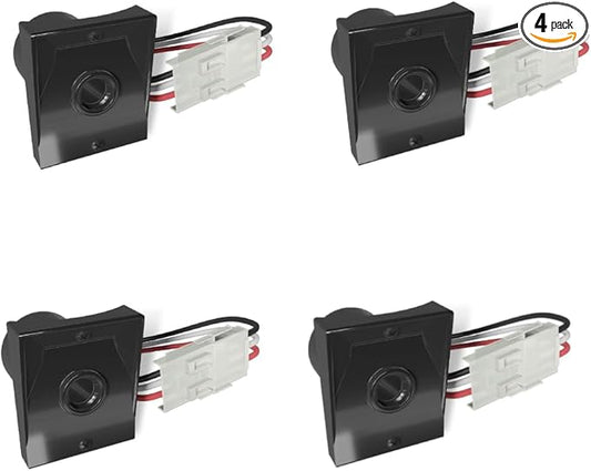 Solus Dusk-to-Dawn Sensor with Ezee Change Plug – Outdoor Photocell Sensor for 3" Lamp Posts – Auto On/Off – UL Listed – 120V – 5 Year Warranty, (Black, Pack of 4)