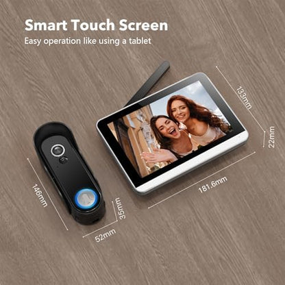 Wireless Doorbell Camera with Monitor Video Door Phone Intercom System 1080P 7'' Touch Screen Two-Way Audio Smart Door Bell with Night Vision, Motion Detection, No Monthly Fees, Tuya APP