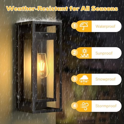 2 Pack Motion Sensor Outdoor Wall Light 15in Large Porch Lights for House