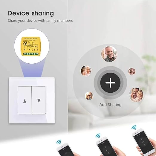 WiFi Smart Garage Door Controller Module, TUYA SMART Life, AC 100-240V, Single Channel with Mounting Kit, CE Certified, Yellow (1ch Curtain WiFi AC)
