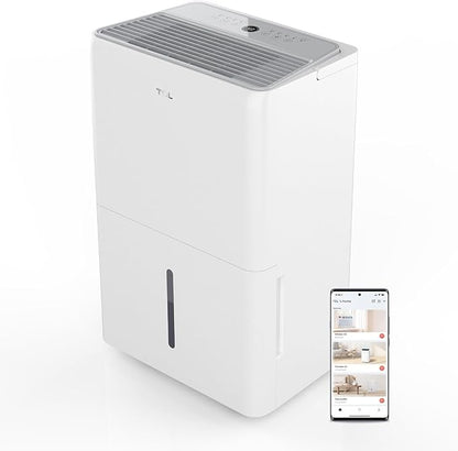 TCL 3000 Sq. Ft. Smart Dehumidifier, Energy Star Most Efficient 2024, Ultra-compact, 32 Pints Per Day, for Whole House, Basement, Bathroom & Bedroom, Compatible with Alexa/Google Assistant, (H32D44W)