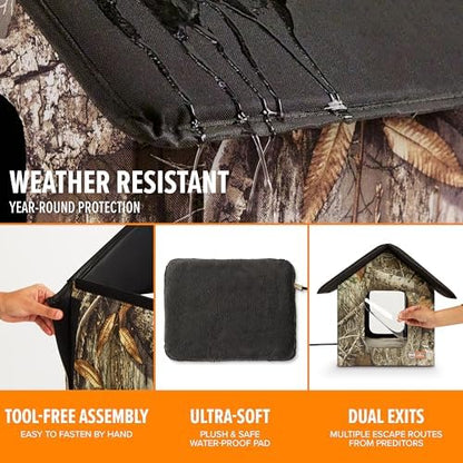 K&H Heated Cat House, Outdoor Kitty Shelter, Safety Listed, 20W, Camo