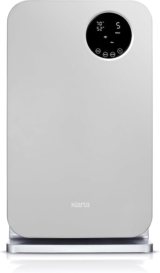 Air Purifier for Home - Smart WiFi App - Ultra Quiet 20 dB - Removes Allergens, Smoke & Odors - 99.97% Particle Filtration - Up to 1200 ft - Klarta Forste Silver