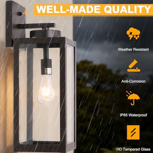 20" Oil Rubbed Bronze Dusk to Dawn Outdoor Wall Lights with Closed Bottom
