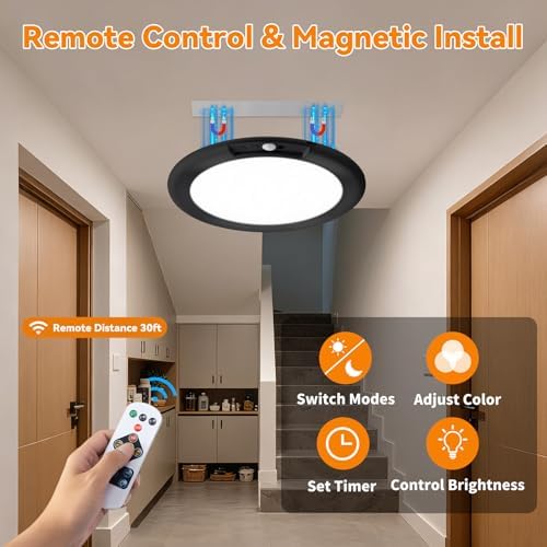 KYEKIO 2Pack Rechargeable LED Ceiling Light/Shower Light with Remote