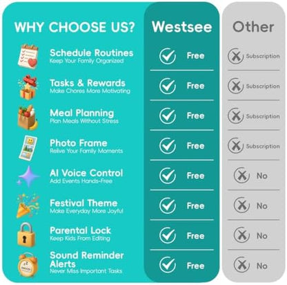 Westsee 10.1" Digital Calendar, No Subscription Smart Family Planner
