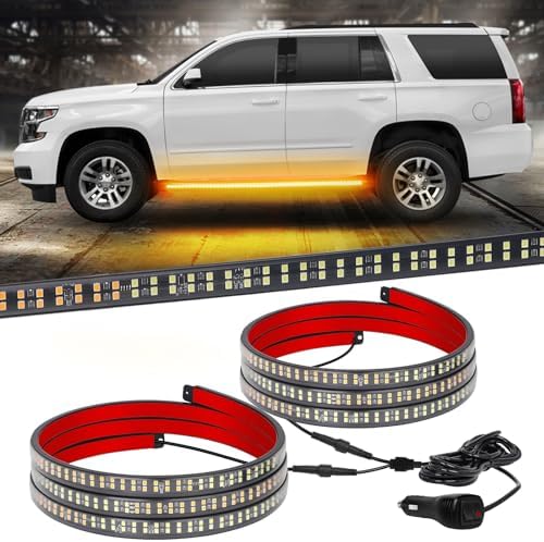 XRIDONSEN 2PCS 60 inch Running Board Strobe Lights Amber Emergency Lights