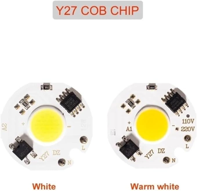 2pcs 3W 5W 7W 9W 10W 12W Y27 LED COB Chip Lamp 220V Smart IC No Need Driver LED Bulb for Flood Light Cold White Warm White(Warm White,220V 10W)