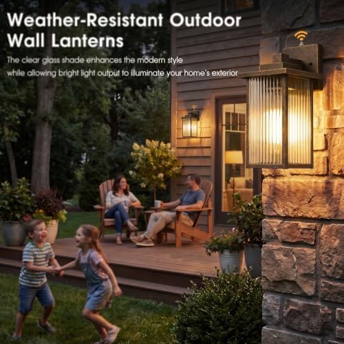 15-Inch Dusk to Dawn Outdoor Wall Light, Black Brush Gold All-Metal