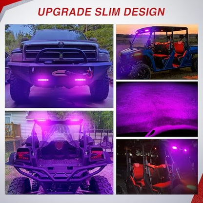 Nilight Slim LED Light Bar 2 PCS Purple 7 Inch Single Row 16LEDs