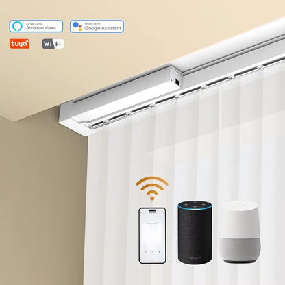 Smart Motorized Vertical Blinds Track Kit for Sliding Glass Doors, WiFi Vertical Window Blinds Motor Compatible with Alexa & Google Home, 0-180° Slats Rotation (3.0 Meters (118.1 inches))