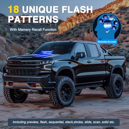 Nilight 12LED Traffic Advisor Strobe Light Bar Blue Hazard Safety