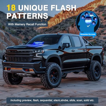 Nilight 12LED Traffic Advisor Strobe Light Bar Blue Hazard Safety