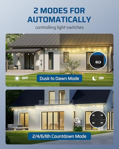 DEWENWILS Dusk to Dawn Outdoor Dimmer Plug with Timer for String Lights