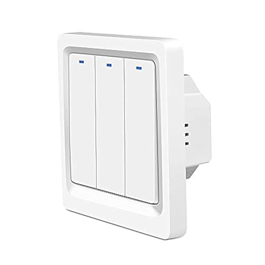 Wifi Smart Wall Switch Press Key Compatible Compatible with Alexa,Google Assistant,No Neutral line Needed and Neutral line Needed Dual Mode,EU,10A (3 Keys), white