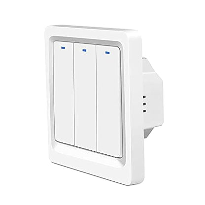 Wifi Smart Wall Switch Press Key Compatible Compatible with Alexa,Google Assistant,No Neutral line Needed and Neutral line Needed Dual Mode,EU,10A (3 Keys), white