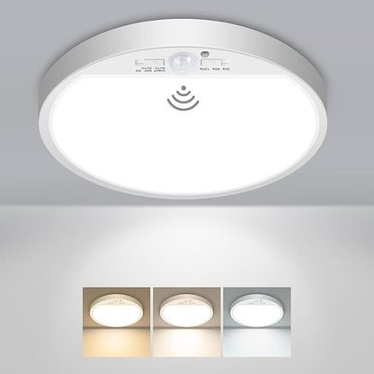 slochi Motion Sensor Light Indoor Hardwired PIR, 3000K/4000K/6500K LED Closet Lights Motion Sensored, 15W 1500LM 7 in, Timer, Motion Activated Flush Mount Ceiling Light for Hallway Wall Pantry, White