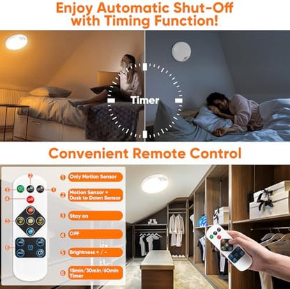 Rechargeable Motion Sensor Ceiling Light, 12000mAh Battery Closet Light