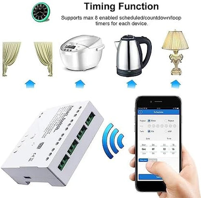 Tuya 4CH USB5V AC85-250V Smart Life WiFi RF Bluetooth APP Relay Module